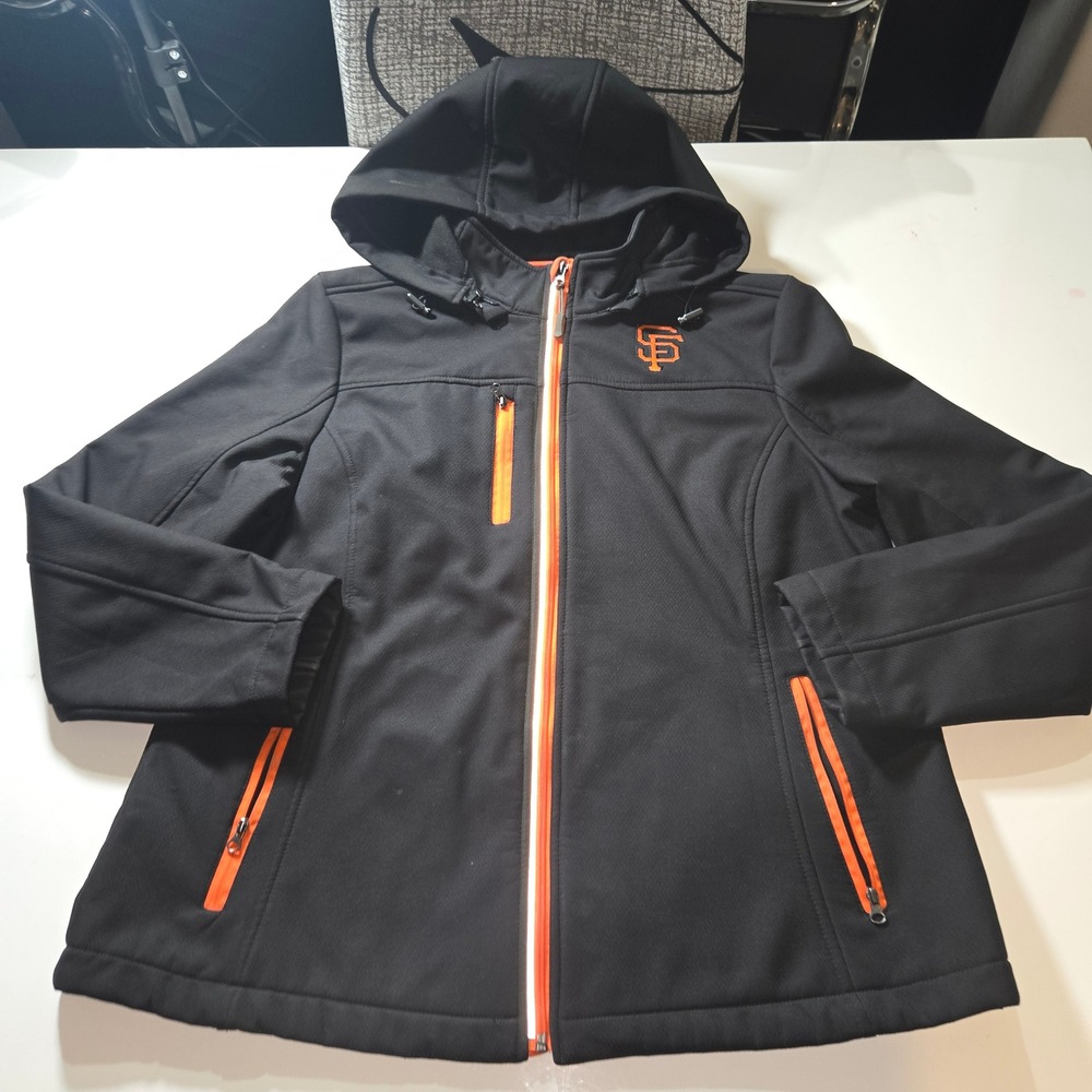 G-III San Francisco Giants MLB Womens XL Softshell Hooded Jacket Black Orange
